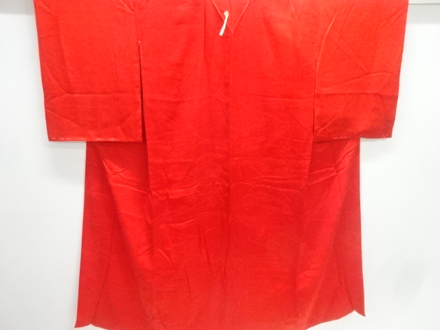 JAPANESE KIMONO / ANTIQUE JUBAN / SILK / RINZU / FOLDING FAN & FLORAL PLANTS